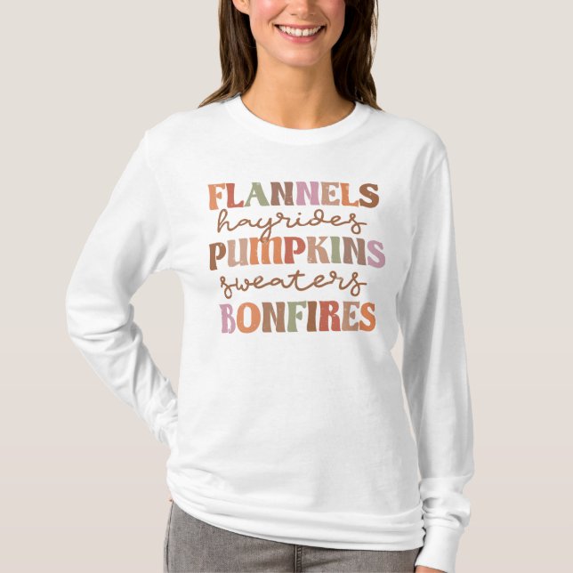 Flannels Pumpkins Bonfires T-Shirt (Front)