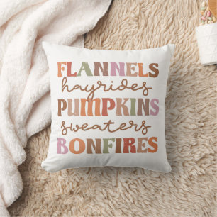 Flannels Pumpkins Bonfires Throw Pillow
