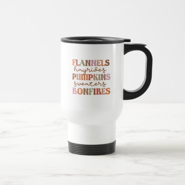 Flannels Pumpkins Bonfires Travel Mug (Right)
