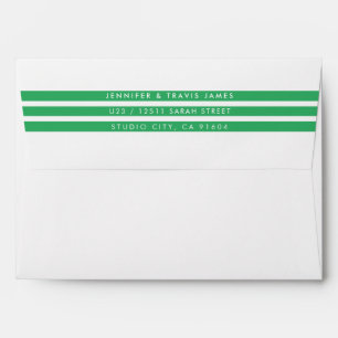 FLAP RETURN ADDRESS modern minimal stripe green Envelope