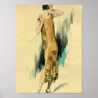 Flapper-1920's Fashion Illustration Poster-Print Poster