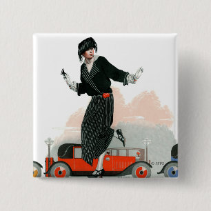 Flapper and Roadster 2 Inch Square Button