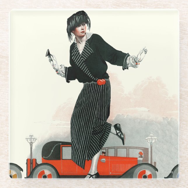 Flapper and Roadster Glass Coaster (Front)