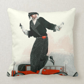Flapper and Roadster Throw Pillow