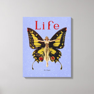 Flapper Butterfly Flying Woman Illustration Canvas Print