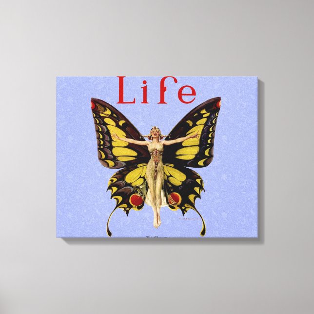 Flapper Butterfly Flying Woman Illustration Canvas Print (Front)