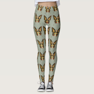 Flapper Butterfly Flying Woman Illustration Leggings