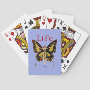 Flapper Butterfly Flying Woman Illustration Playing Cards