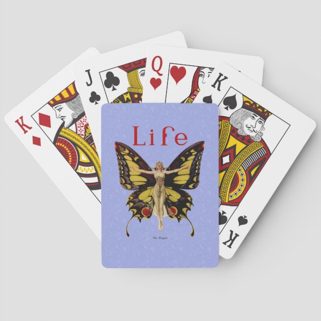 Flapper Butterfly Flying Woman Illustration Playing Cards (Back)