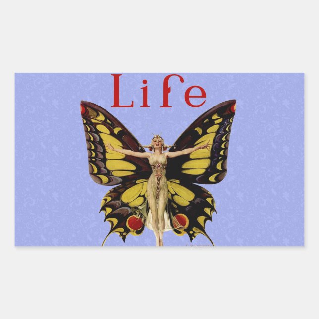Flapper Butterfly Flying Woman Illustration Sticker (Front)