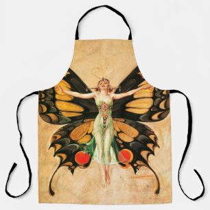 Flapper Butterfly Leyendecker Woman Illustration Apron