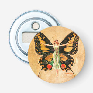 Flapper Butterfly Leyendecker Woman Illustration Bottle Opener