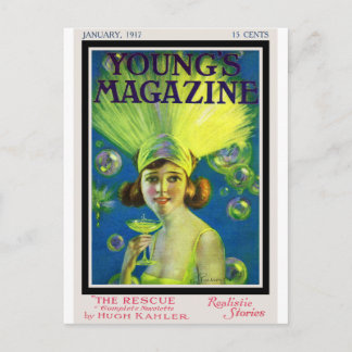 Flapper Champagne & Bubbles Antique Magazine Cover Postcard
