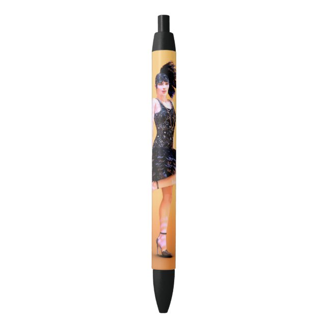 Flapper Dancing Black Ink Pen (Front Vertical)