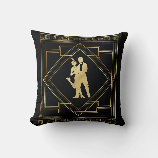 Flapper Dancing Couple Throw Pillow (Front)