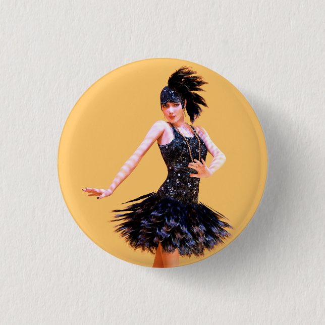 Flapper Dancing Vintage 1 Inch Round Button (Front)