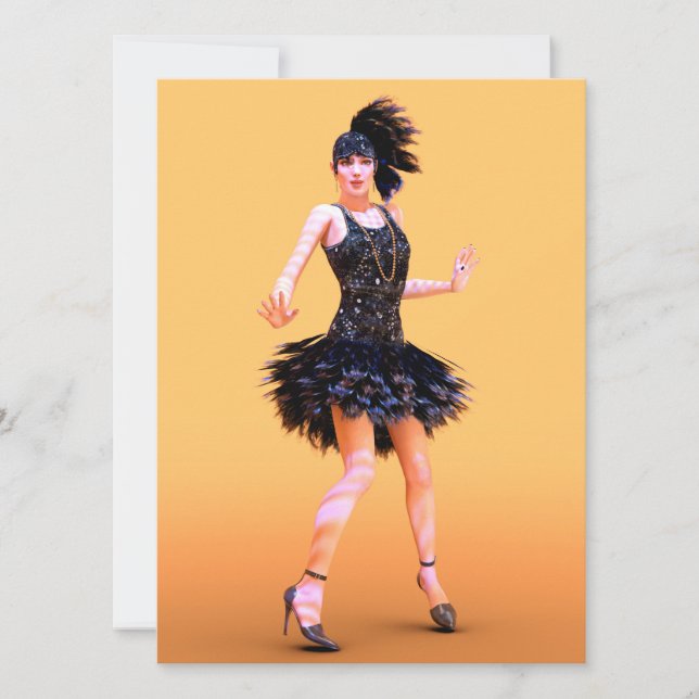 Flapper Dancing Vintage Holiday Card (Front)