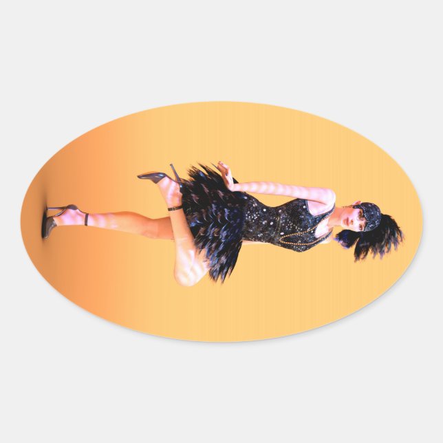 Flapper Dancing Vintage Oval Sticker (Front)
