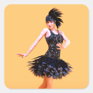 Flapper Dancing Vintage Square Sticker