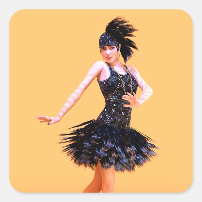 Flapper Dancing Vintage Square Sticker (Front)