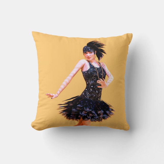 Flapper Dancing Vintage Throw Pillow (Front)