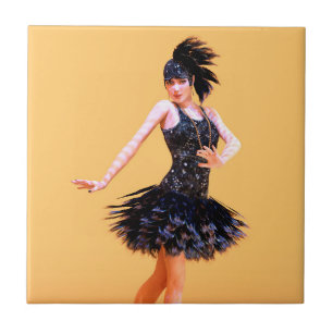Flapper Dancing Vintage Tile