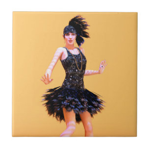 Flapper Dancing Vintage Tile