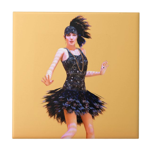 Flapper Dancing Vintage Tile (Front)