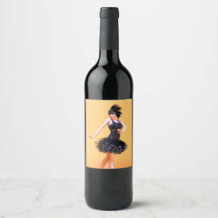 Flapper Dancing Vintage Wine Label