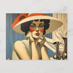 Flapper Elegance: In the Style of Jean Dupas Postcard