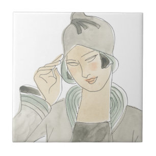 Flapper Fashion Sketch Tile