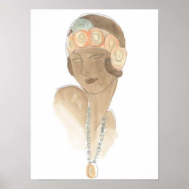 Flapper Fashion Sketch - Woman with Hairpiece Poster (Front)