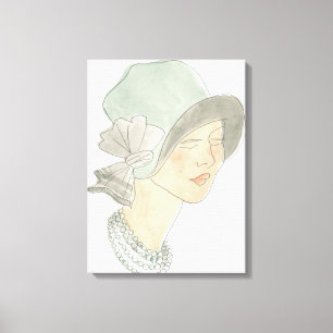 Flapper Fashion Sketch - Woman with Hat Canvas Print
