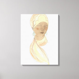 Flapper Fashion Sketch - Woman with Scarf Canvas Print