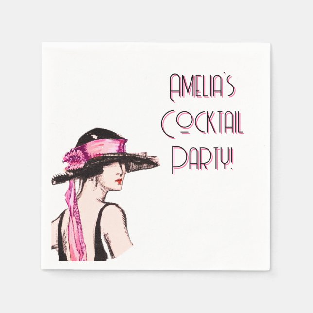 Flapper Girl Cocktail Party Personalized Napkin (Front)
