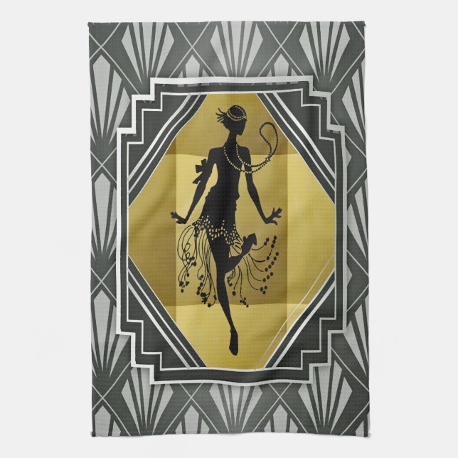 flapper girl kitchen towel (Vertical)
