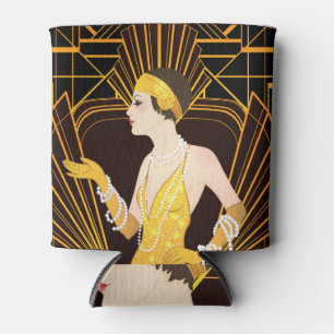 Flapper girl: retro party invitation. can cooler