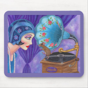 Flapper Girl Roaring Twenties Mouse Gramophone Mouse Pad