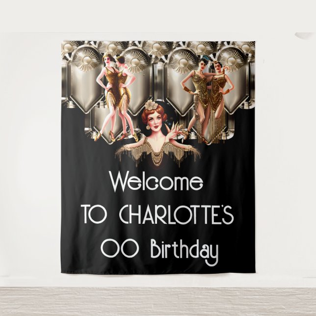 Flapper girls 1920 art deco Great Gatsby theme  Tapestry (Front)