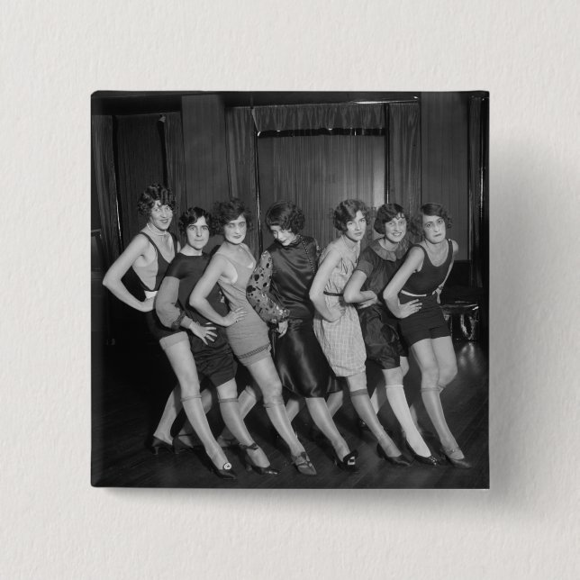 Flapper Girls: 1925 2 Inch Square Button (Front)