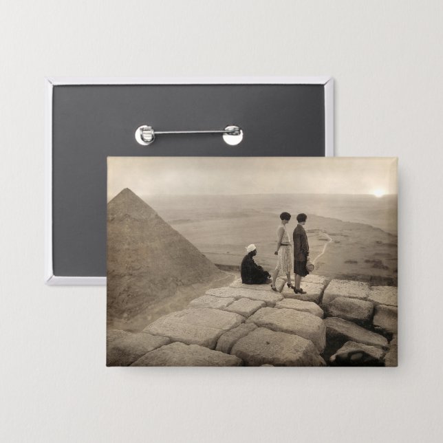 Flapper Girls Sunrise Khufu Pyramid, Egypt 1920  (Front/Back)