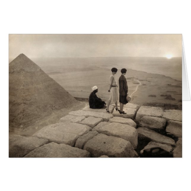 Flapper Girls Sunrise Khufu Pyramid, Egypt 1920  (Front Horizontal)