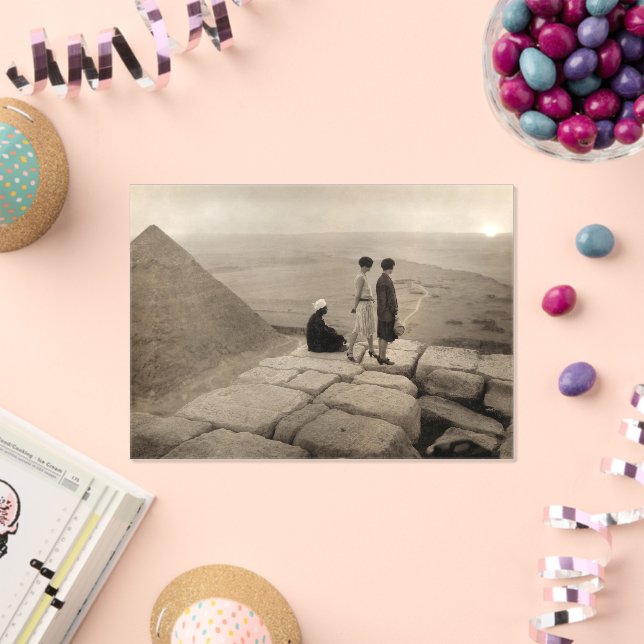 Flapper Girls Sunrise Khufu Pyramid, Egypt 1920  Acrylic Invitations (Insitu (Celebration))