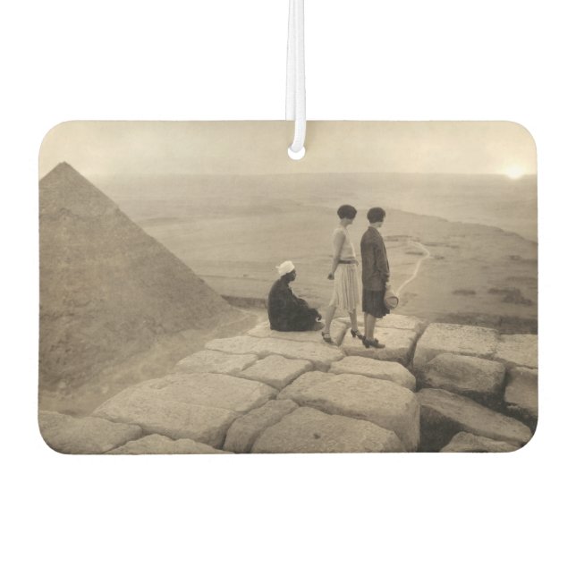 Flapper Girls Sunrise Khufu Pyramid, Egypt 1920  Air Freshener (Front)