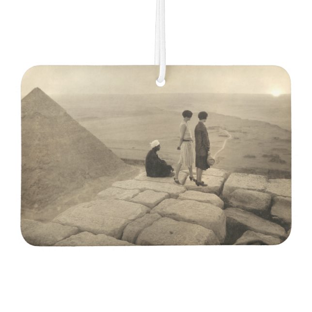 Flapper Girls Sunrise Khufu Pyramid, Egypt 1920  Air Freshener (Front)