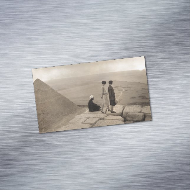 Flapper Girls Sunrise Khufu Pyramid, Egypt 1920  Magnetic Business Card (In Situ)