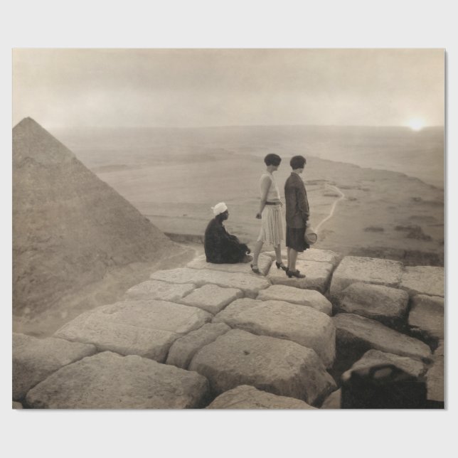 Flapper Girls Sunrise Khufu Pyramid, Egypt 1920  Wrapping Paper (Flat)