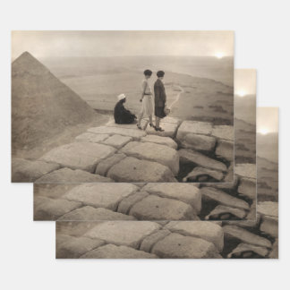 Flapper Girls Sunrise Khufu Pyramid, Egypt 1920  Wrapping Paper Sheet