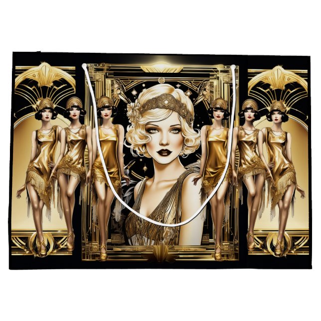 Flapper great gatsby girl blonde hair 1920's party large gift bag (Back)