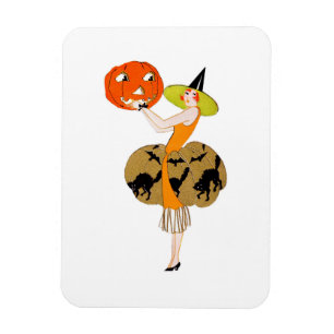 Flapper Holding a Jack-O-Lantern Magnet